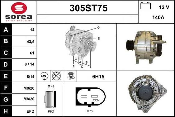 STARTCAR 305ST75 - Alternator car-mod.net