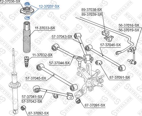 Stellox 12-37037-SX - Rolling Bearing, suspension strut support mounting car-mod.net