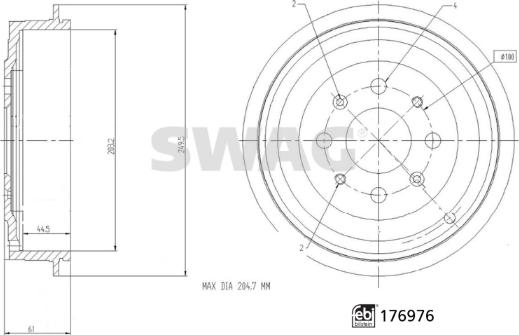 Swag 33 10 3828 - Brake Drum car-mod.net