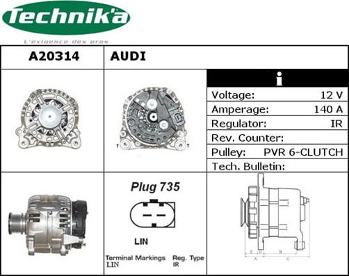 Technika A20314 - Alternator car-mod.net