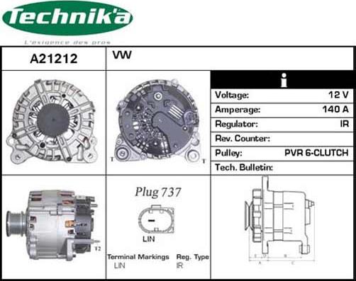 Technika A21212A - Alternator car-mod.net