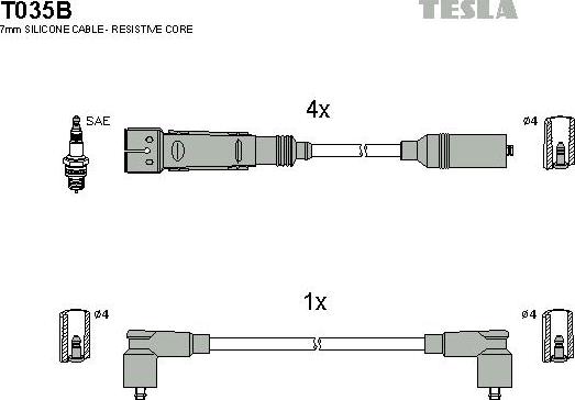 TESLA T035B - Ignition Cable Kit car-mod.net