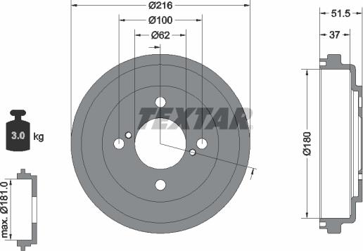 Textar 94049600 - Brake Drum car-mod.net