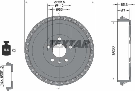 Textar 94049000 - Brake Drum car-mod.net