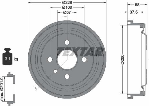 Textar 94048500 - Brake Drum car-mod.net