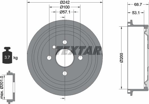 Textar 94048600 - Brake Drum car-mod.net