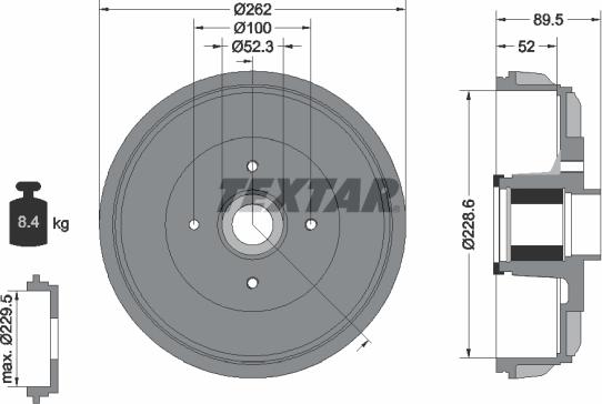 Textar 94047400 - Brake Drum car-mod.net