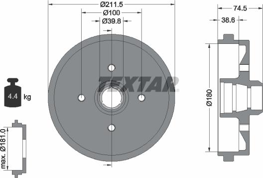 Textar 94006600 - Brake Drum car-mod.net