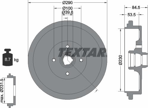 Textar 94012300 - Brake Drum car-mod.net