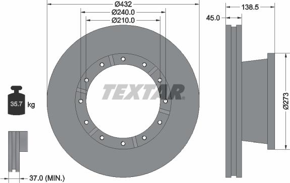 Textar 93142900 - Brake Disc car-mod.net