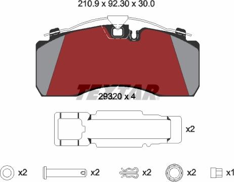 Textar 2932001 - Brake Pad Set, disc brake car-mod.net