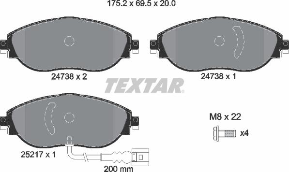 Textar 2473803 - Brake Pad Set, disc brake car-mod.net