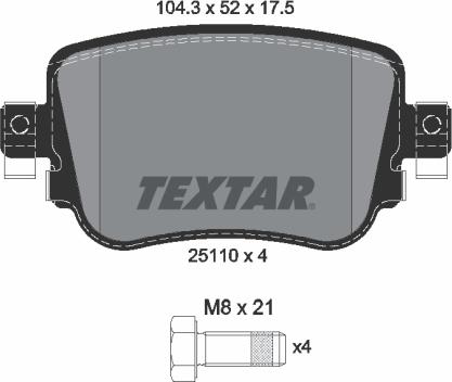 Textar 2511001 - Brake Pad Set, disc brake car-mod.net