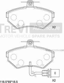 Trevi Automotive PF1110 - Brake Pad Set, disc brake car-mod.net