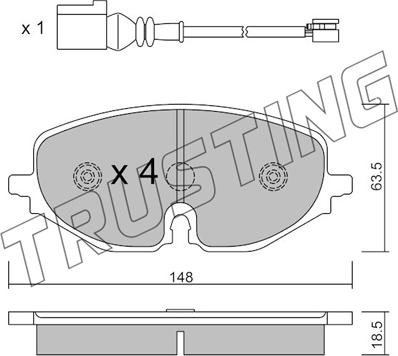 Trusting 1280.0 - Brake Pad Set, disc brake car-mod.net