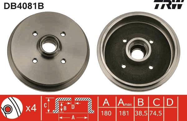 TRW DB4081B - Brake Drum car-mod.net