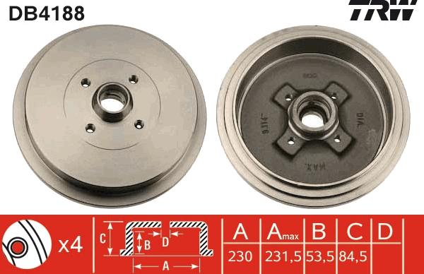 TRW DB4188 - Brake Drum car-mod.net