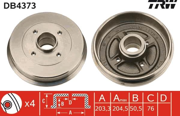 TRW DB4373 - Brake Drum car-mod.net