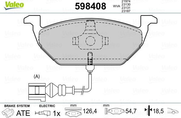 Valeo 598408 - Brake Pad Set, disc brake car-mod.net