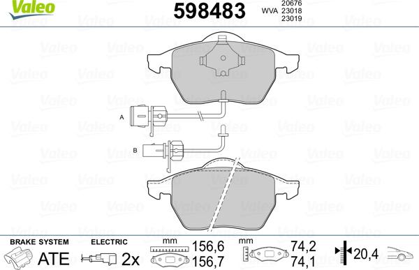 Valeo 598483 - Brake Pad Set, disc brake car-mod.net