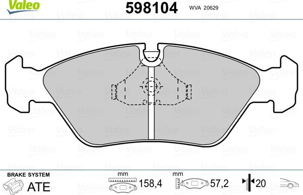 VALEO 598104 - Brake Pad Set, disc brake car-mod.net