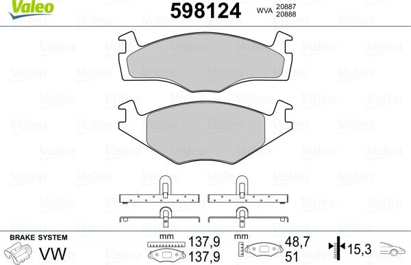 Valeo 598124 - Brake Pad Set, disc brake car-mod.net