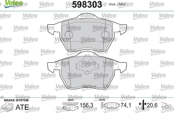 Valeo 598303 - Brake Pad Set, disc brake car-mod.net