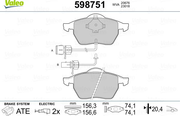 Valeo 598751 - Brake Pad Set, disc brake car-mod.net