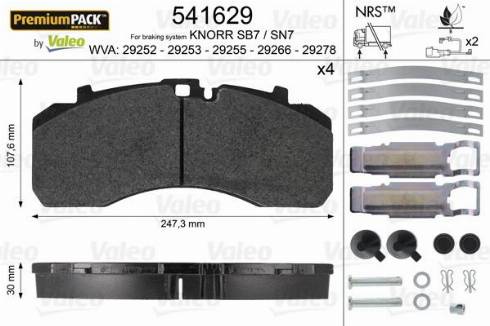 Valeo 541629 - Brake Pad Set, disc brake car-mod.net