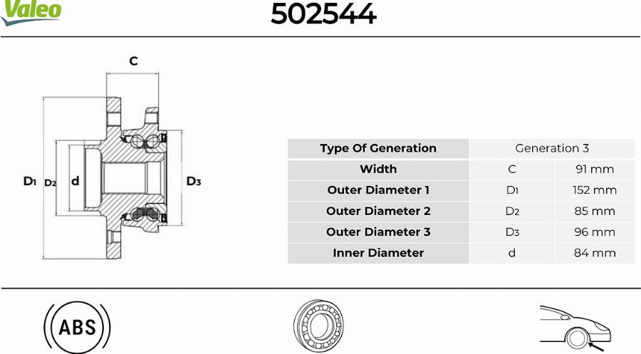 Valeo 502544 - Bearing Kit, wheel hub car-mod.net