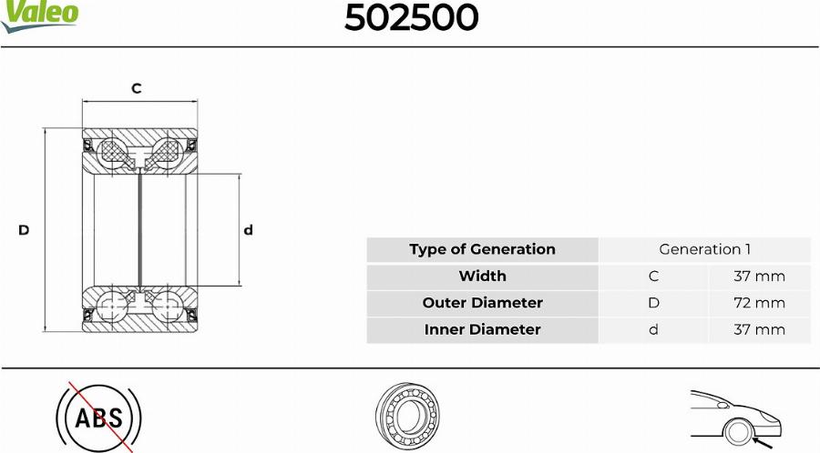 Valeo 502500 - Bearing Kit, wheel hub car-mod.net