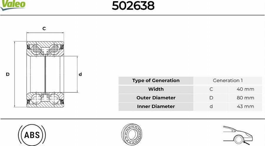 Valeo 502638 - Bearing Kit, wheel hub car-mod.net