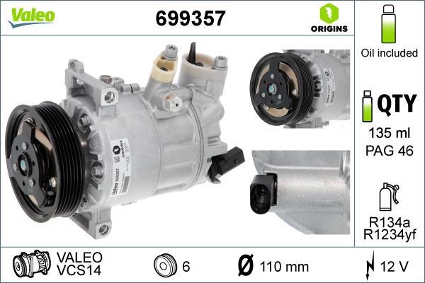 Valeo 699357 - Compressor, air conditioning car-mod.net
