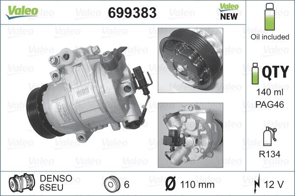 Valeo 699383 - Compressor, air conditioning car-mod.net