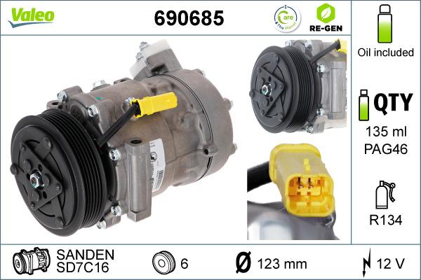 Valeo 690685 - Compressor, air conditioning car-mod.net