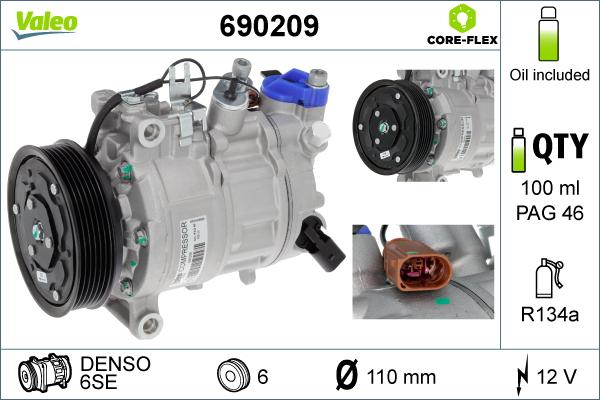 VALEO 690209 - Compressor, air conditioning car-mod.net