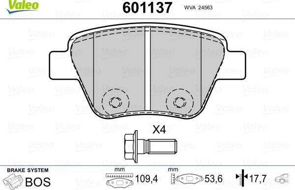 Valeo 601137 - Brake Pad Set, disc brake car-mod.net