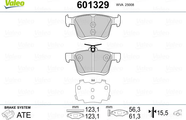 Valeo 601329 - Brake Pad Set, disc brake car-mod.net