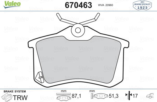 Valeo 670463 - Brake Pad Set, disc brake car-mod.net