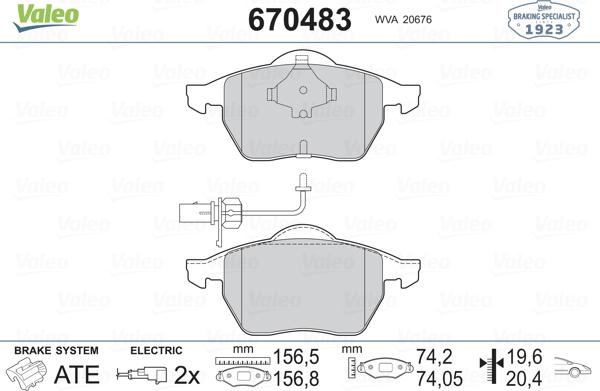 Valeo 670483 - Brake Pad Set, disc brake car-mod.net