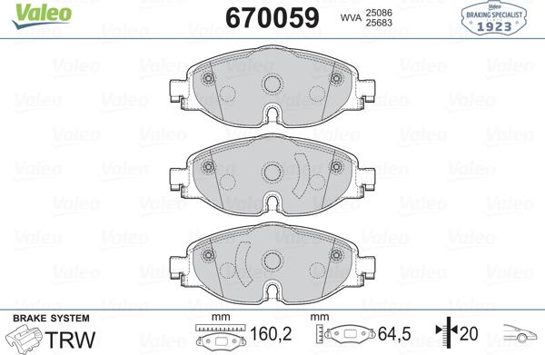 Valeo 670059 - Brake Pad Set, disc brake car-mod.net