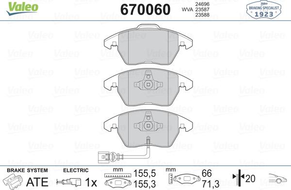 Valeo 670060 - Brake Pad Set, disc brake car-mod.net