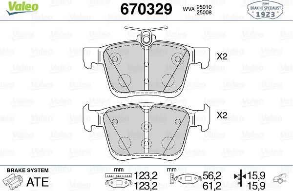 Valeo 670329 - Brake Pad Set, disc brake car-mod.net