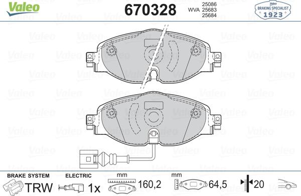 Valeo 670328 - Brake Pad Set, disc brake car-mod.net