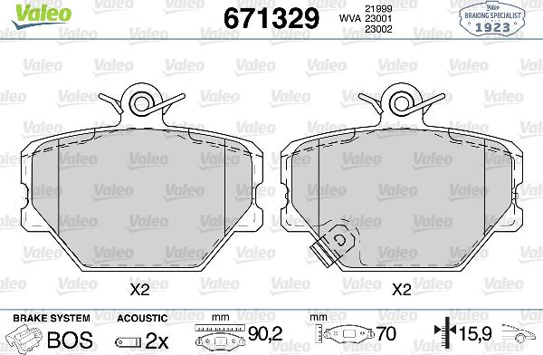 VALEO 671329 - Brake Pad Set, disc brake car-mod.net