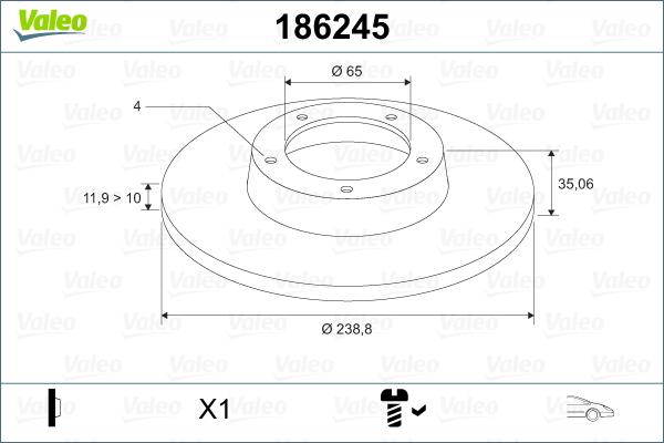 Valeo 186245 - Brake Disc car-mod.net