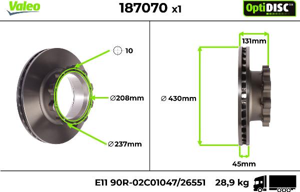 VALEO 187070 - Brake Disc car-mod.net