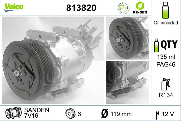 Valeo 813820 - Compressor, air conditioning car-mod.net