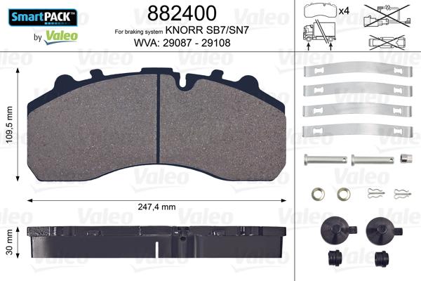 VALEO 882400 - Brake Pad Set, disc brake car-mod.net