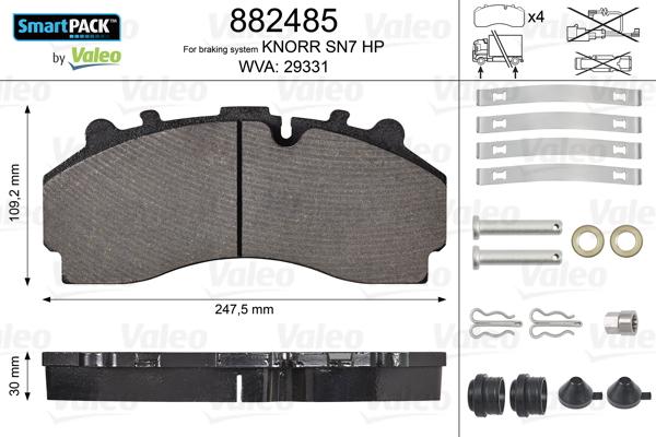 VALEO 882485 - Brake Pad Set, disc brake car-mod.net